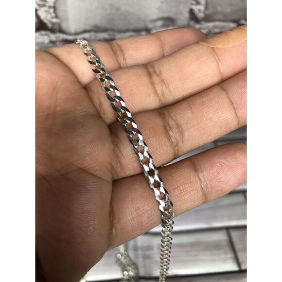 🔥🔥🔥 925 Sterling Silver Cuban Link Curb Chain Necklace 26" 3mm Italy 🔥🔥🔥 - Picture 7 of 13